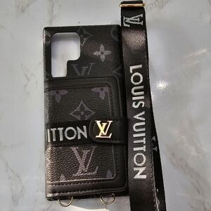 LV S22 Ultra phone case with wallet and strap.
